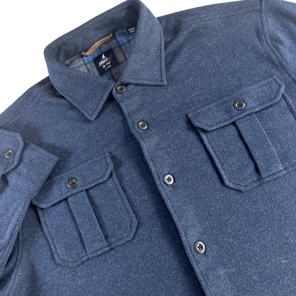 Johnnie-O Briggs Shirt Jacket Mens XL Navy Blue Knit Top Shelf JMWL100640